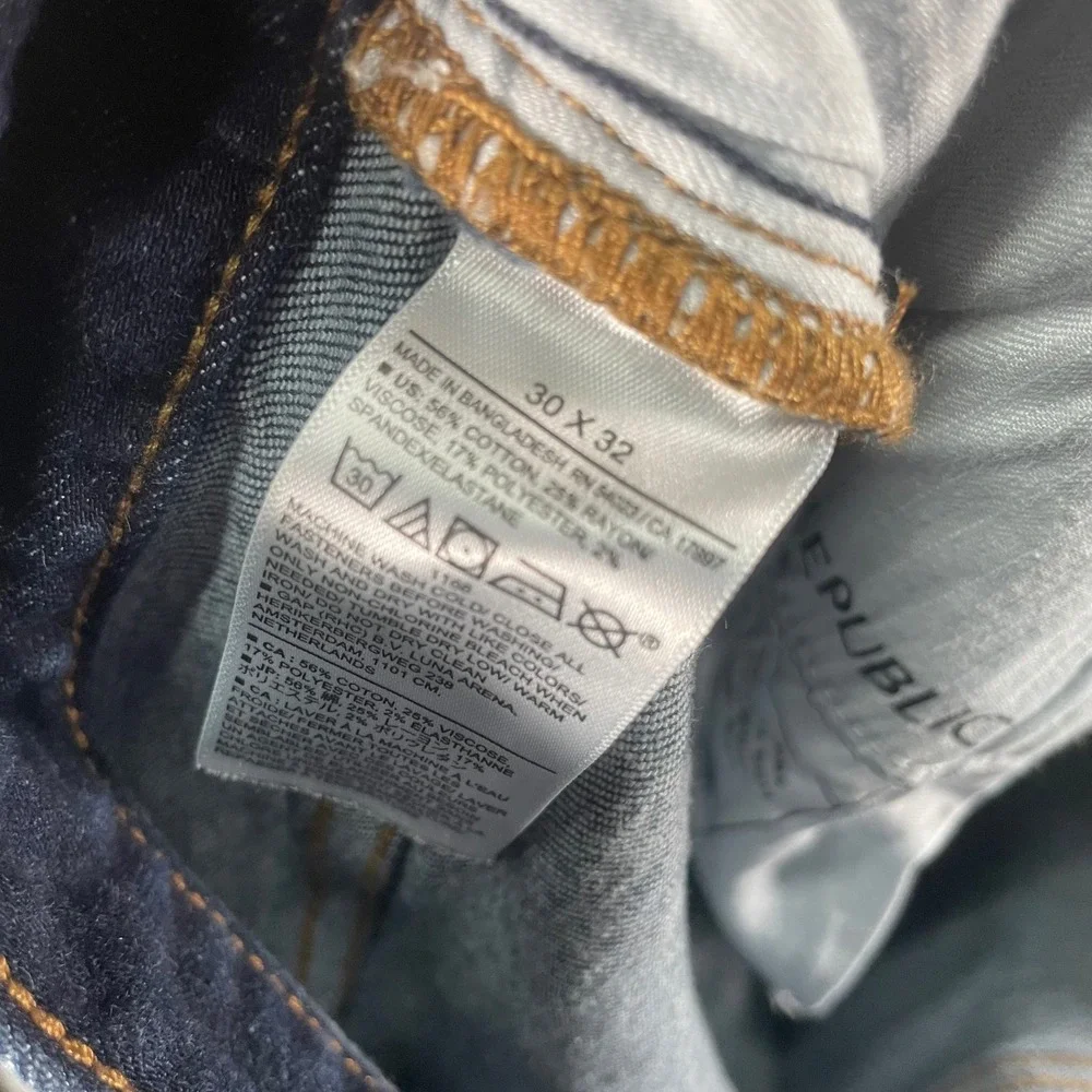 Banana Republic Travel Athletic Jeans Mens 30x32 Indigo Rinse‎ Wash Excellent